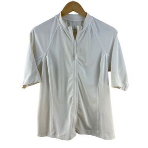 Lands End white‎ zip up jersey size M